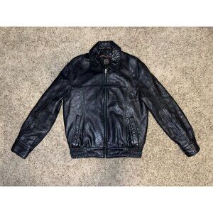 WILSONS LEATHER Thinsulate Lined Soft Leather Bomber Trucker Jacket Black MEDIUM